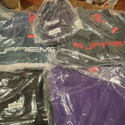 Supreme FW 23” Week 13 Big logo Hooded Sweatshirt, Polartec Zip Jacket, Leopard Corduroy Camp Cap