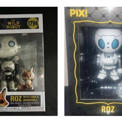 Funko Pop & THRILLJOY PIX MOVIES The Wild Robot ROZ w/ Fink & Brightbill (Pop & PIX) BUNDLE