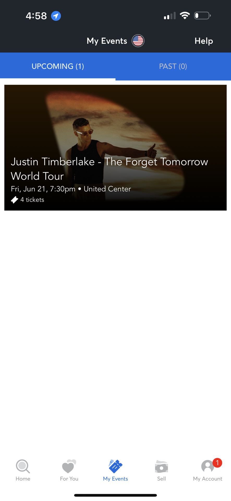 Justin Timberlake. 4 Seats Face Value, Section 108