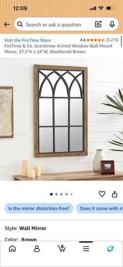 Brown arch window mirror- Unopened box!