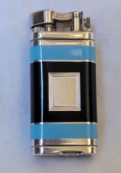 Dunhill UNIQUE ART DECO LIFT ARM LIGHTER STERLING SILVER BLACK BLUE LACQUER 22/100
