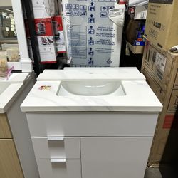 White 30” European With Carrara Countertop