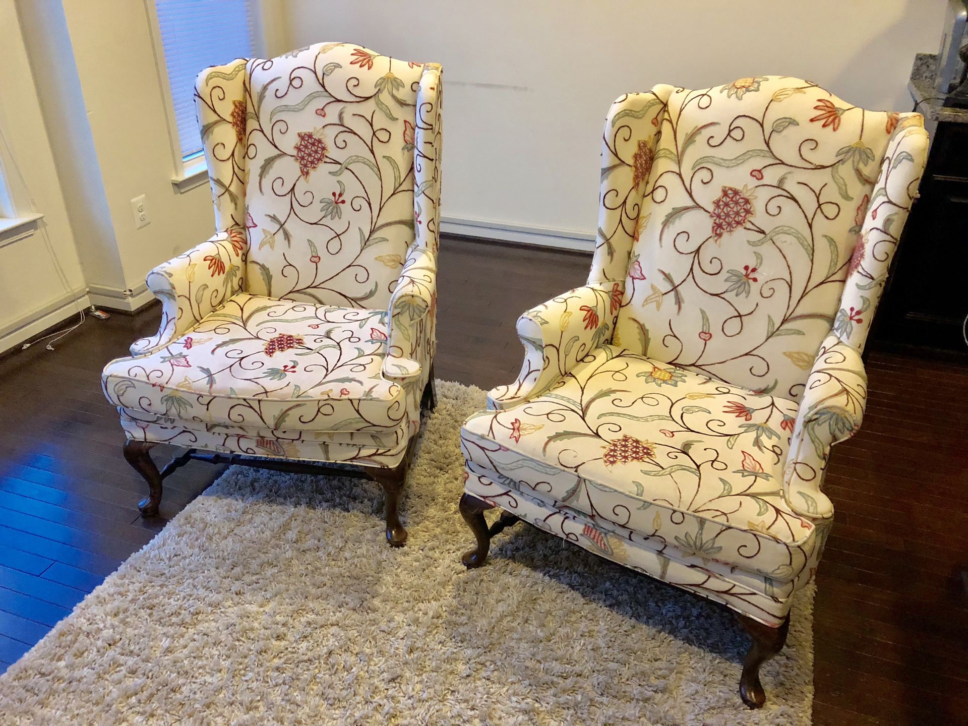 Two antique accent armchairs