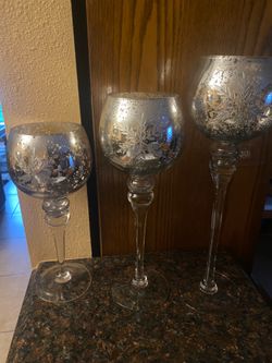 3 Glass candle holder only