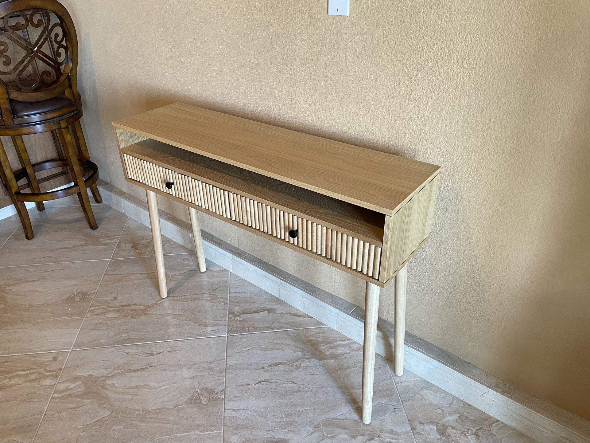 console table with doors natural oak