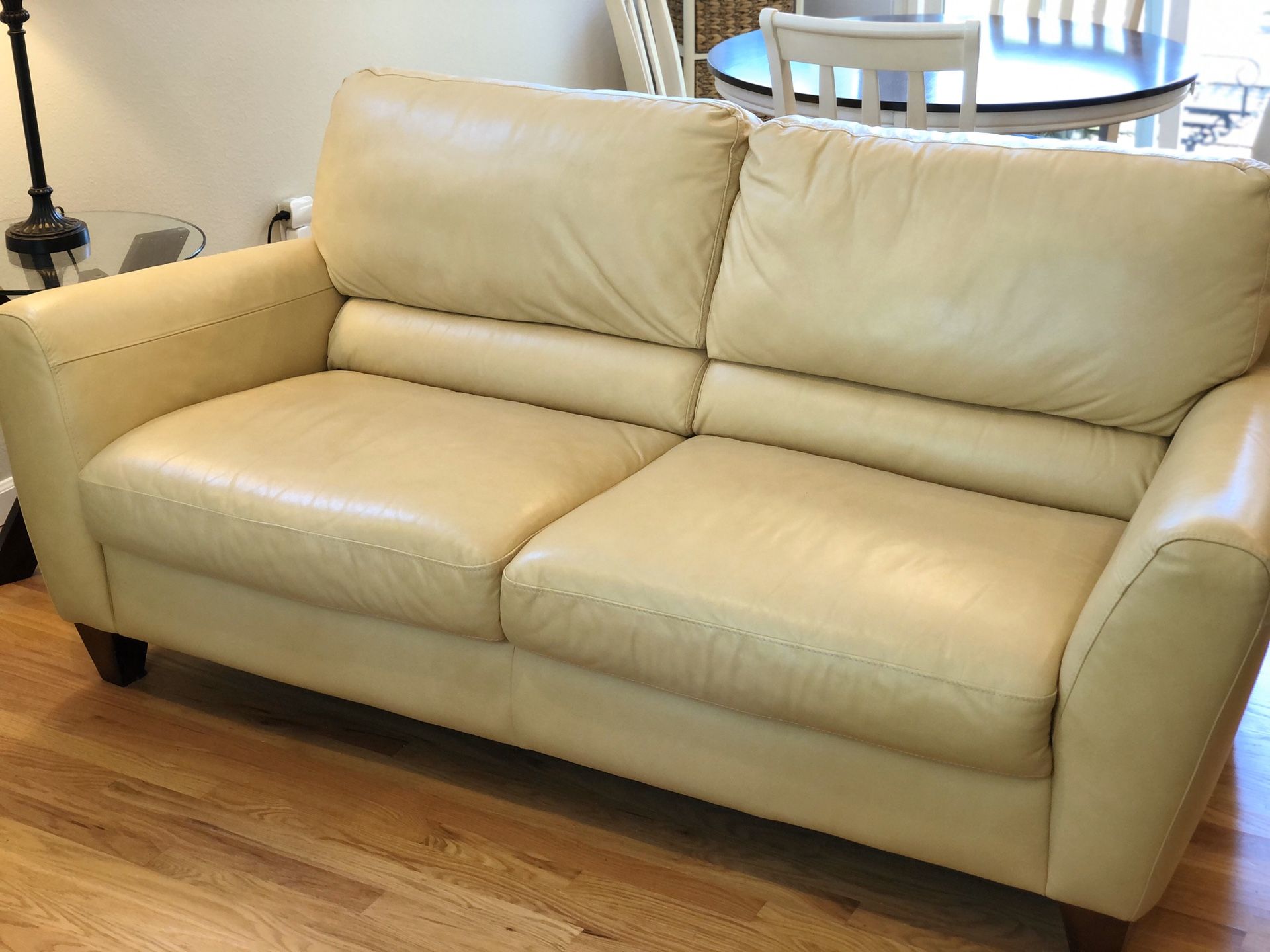 Gorgeous butter yellow Italian leather sofa