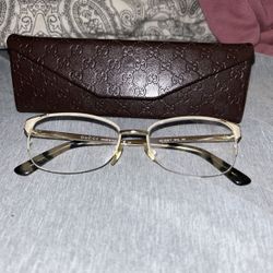 Gucci Vintage Rare Prescription Eyeglasses Readers Gold Cream & Tortoise Shell
