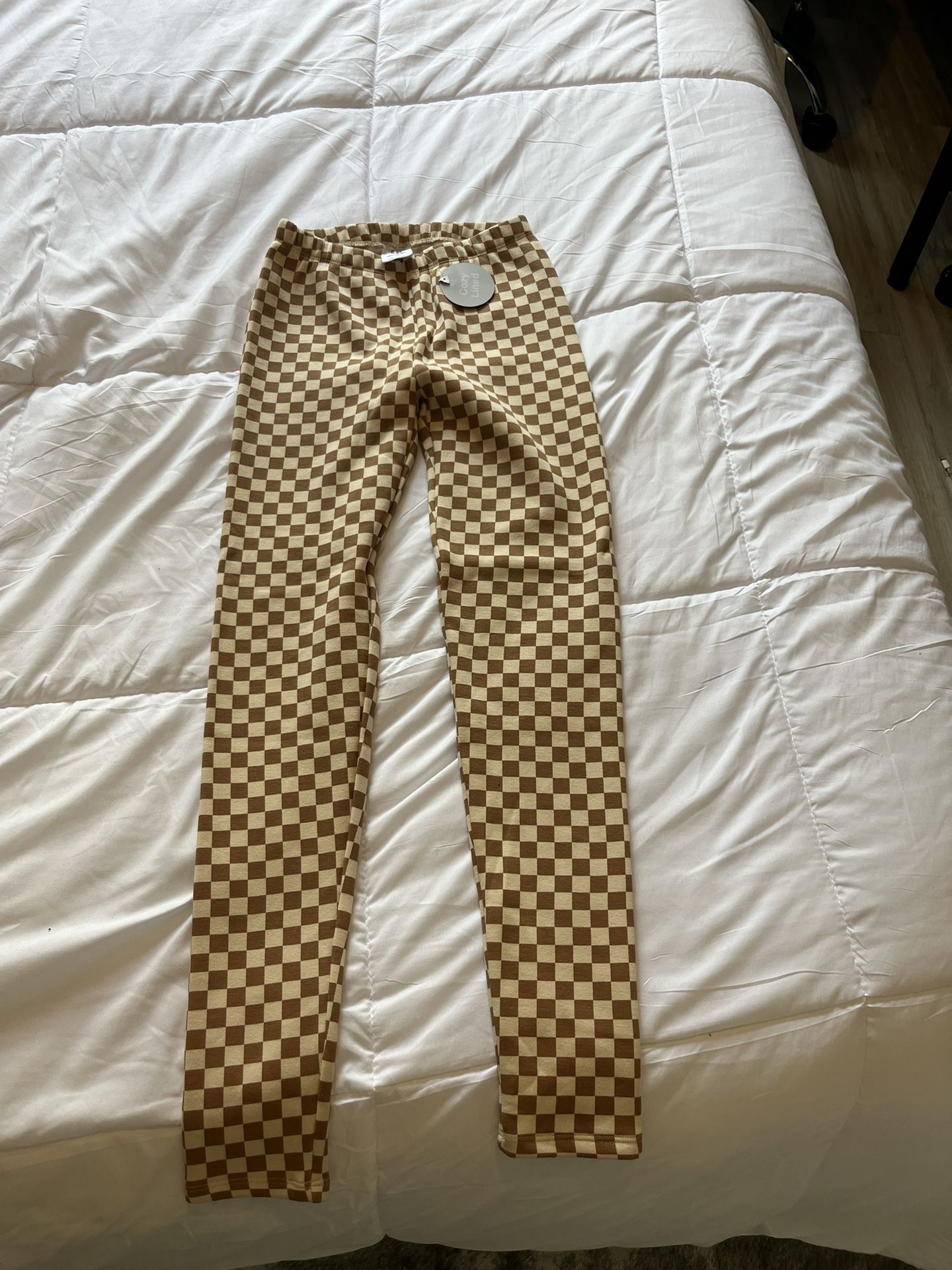 New XL Gap Kids Cozy Fleece Leggings Brown/ Tan