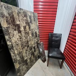  Furniture Sale- -Marble Table & Chairs, Doggy Door Insert, Shelf, Art