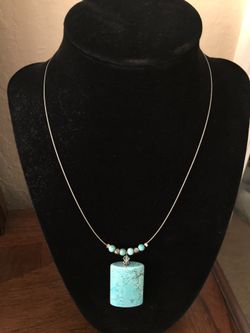 Handmade Wire Necklace w/Turquoise Stone
