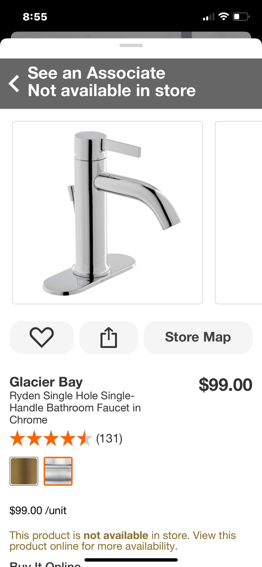 Ryden Single Hole Single Handle Bathroom Faucet in Chrome