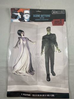 Scene setters, Frankenstein and bride Halloween decoration