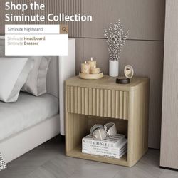 Large, modern nightstand with 22.8-inch wide storage drawer, fluted side table for bedroom, living room, sofa, home office, bed supports Brand new sti