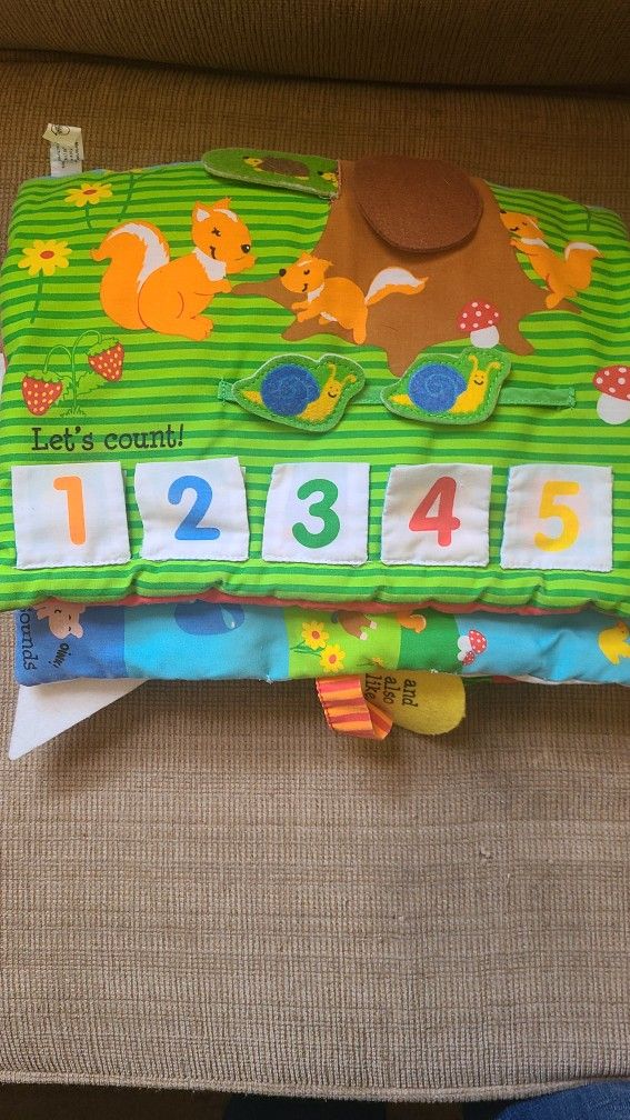 Imagine Station Soft Cloth Fabric Baby Book. Lots Of Animals, Flips & Pull Tabs. Approx 10". East, West, North