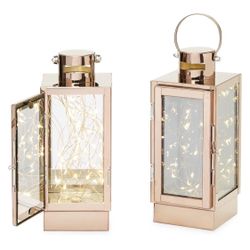 LampLust Rose Gold Decorative Lanterns - Set Of 2