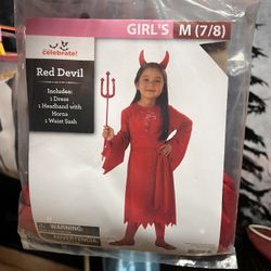 Girls Halloween Red Devil Costume New Médium