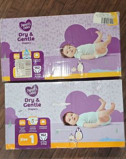 Parent's Choice Dry & Gentle Diapers Size 1, 162 Count (2 boxes)