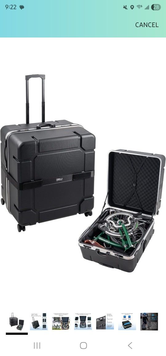 B&W International Foldon Hard Shell, Travel Bicycle Case for Folding Bikes, Black
