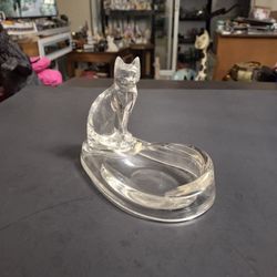 Retro Acrylic Kitty Cat Trinket Or Soap Dish, Feline Decor Vintage 70's 4.5"H X 6.5"L X 3.75"W