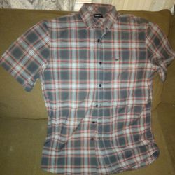 FOX  Brand Button Down Plaid Men's Top