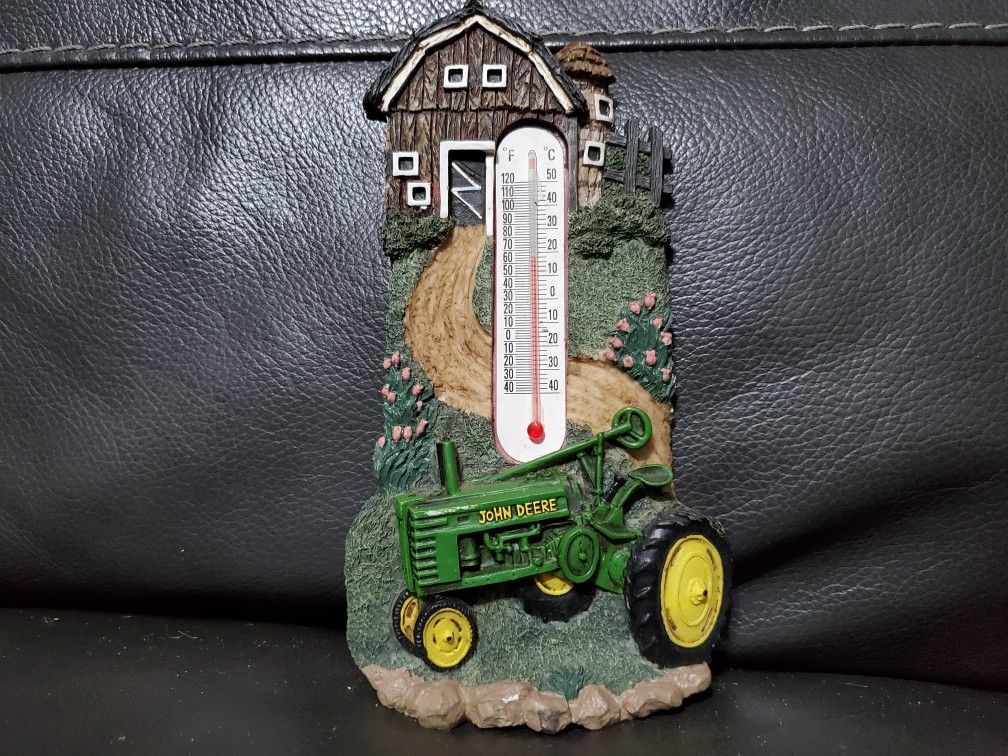 John Deere Farm Scene Thermometer