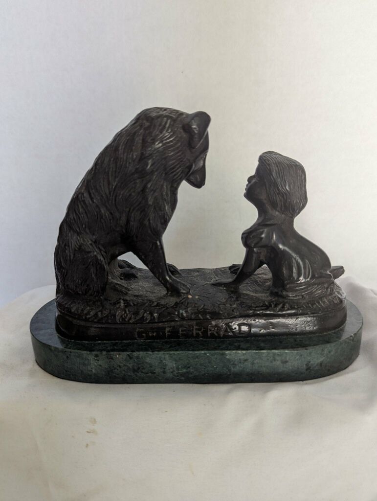 Vintage Signed Bronze Statue On A Marble Base
