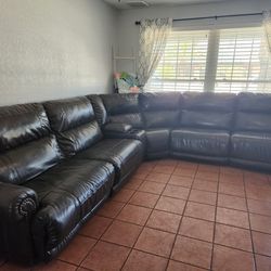 Sectional- 3 Recliners- Faux Leather