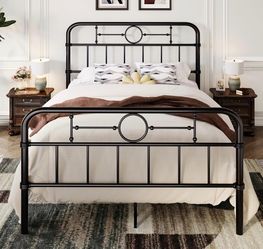 Full size bed frame Black Metal with Headboard and Footboard