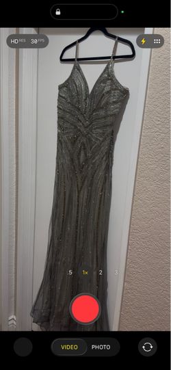 Silver Beaded Sequin Formal Gown