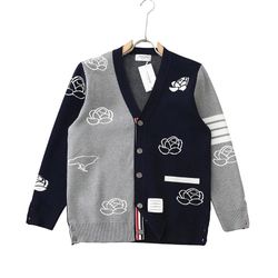 Thom Browne 4 Bar Colorblock Jacquard Sweater Cardigan