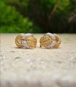 14K Gold Diamond Vintage Earrings