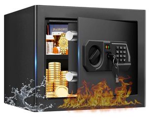 1.3 Cub Small Safes for Home Use Fire and Water Proof, Digital Security Fireproof Safe Box with Combination Lock, Smart Alarm System and Removable She