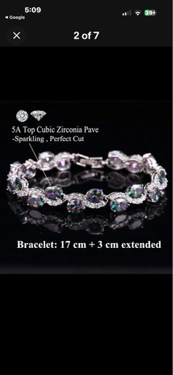 Rainbow Cubic Zirconia Silver Tennis Bracelet