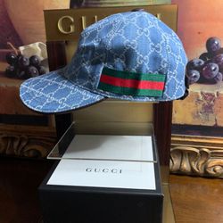 Gucci GG web Denim Hat 