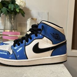 Jordan Men's 1 Mid SE Signal Blue/Black-White