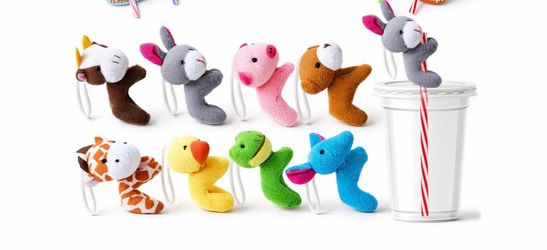 3” plushy’s with straws for party favors