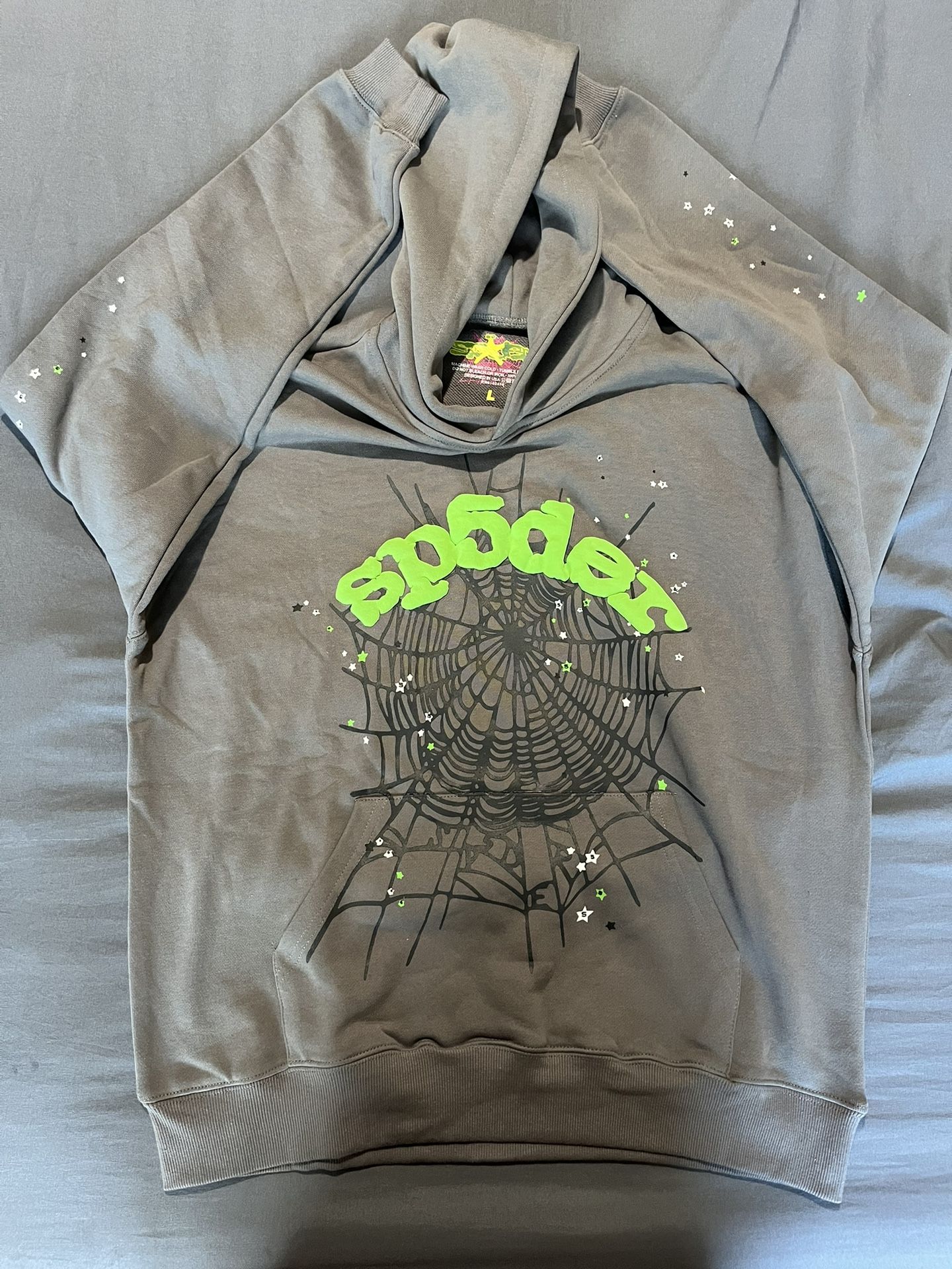 size large Sp5der green & grey 'Wait Web' Hoodie🐍🐍