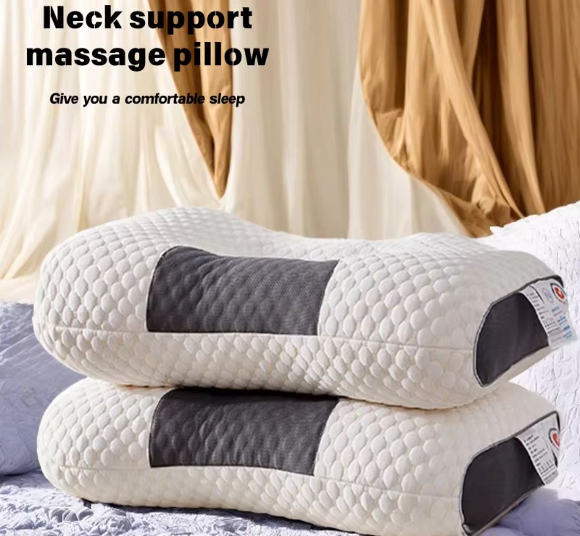  2 Pcs Neck Pillow Help Sleep And Protect The Neck Cervical Orthopedic Soybean Fiber Massage Household SPA Pillow For Sleeping