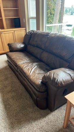 Brown Leather Reclining Sofa