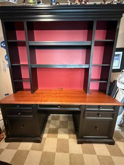 Large Wood Desk with Hutch Bookcase