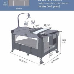 Baby Bedside Bassinet/crib With Playpen 