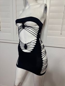 Os black Strappy stretchy Bodycon goth dress mini festival lingerie gothic emo Bundle deals available please check out my other items and follow my pa
