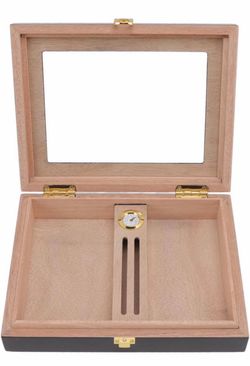 Constant Humidity Cigar Humidor Elegant Cedar Wood Case for Cigar Connoisseurs Black