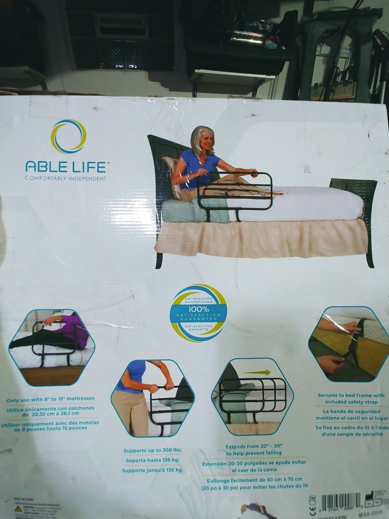 New Able Life Extend-A-Rail Adjustable Bed Safety Rail & Grab Bar