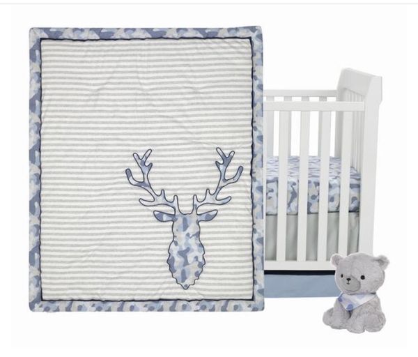 Lambs Ivy 4 Pc Blue Camo Collection Set Sheets Only No Crib
