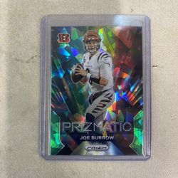 2023  PANINI PRIZM  FOOTBALL PRIZMATIC Joe Burrow  #9 GREEN CRACKED ICE