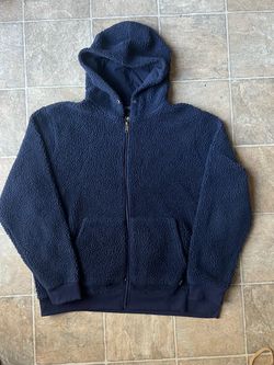 Navy Blue Sherpa Zip-Up Hoodie
