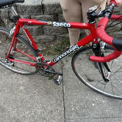 Cannondale  Saeco  Red With White Road Training Bike Too Of The Line 
