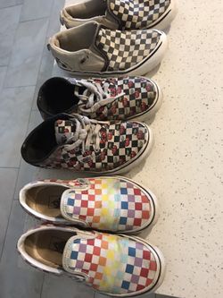 3 Pairs Of Vans kids Size 1 And 1.5