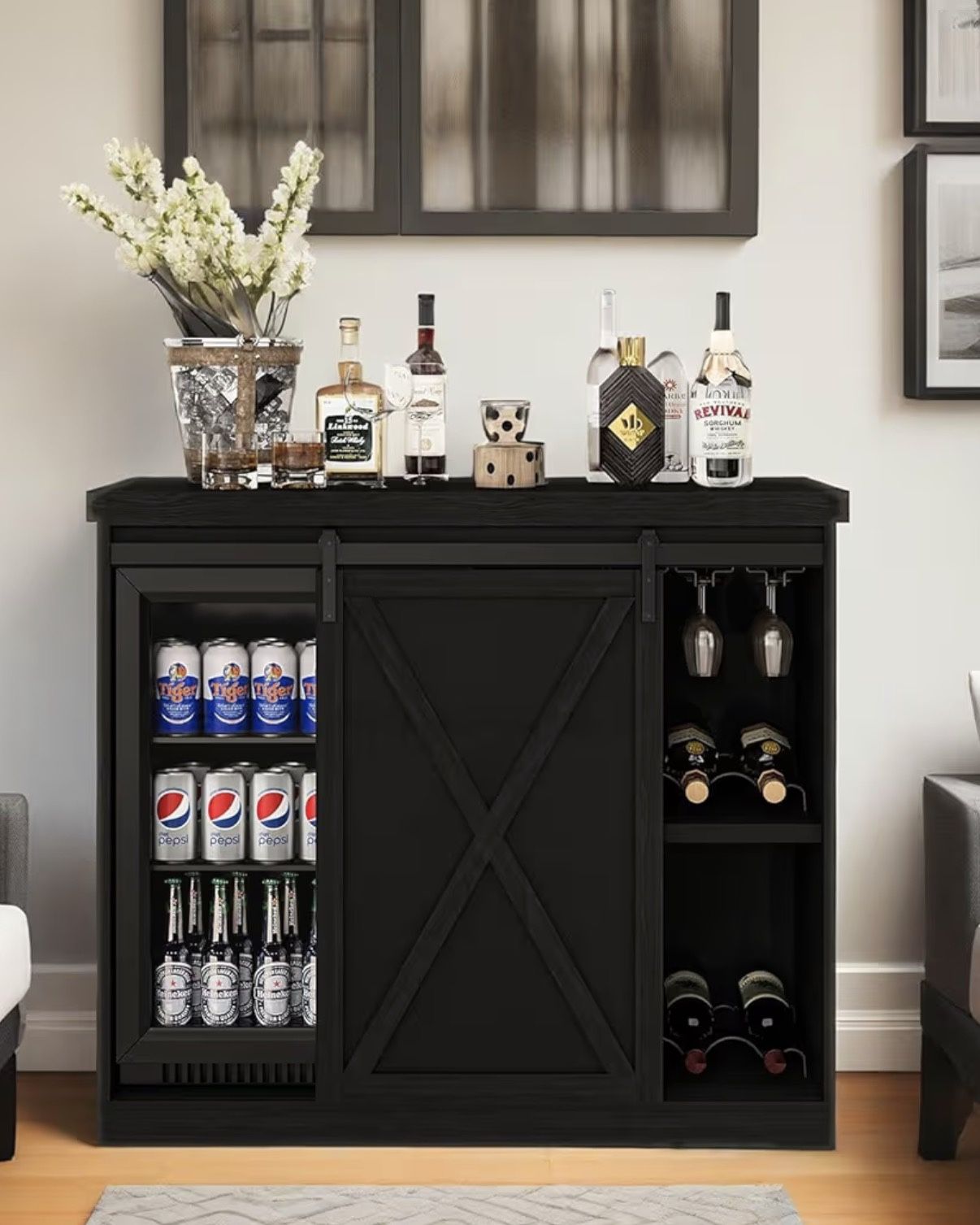 Coffee Bar Cabinet with Fridge Space